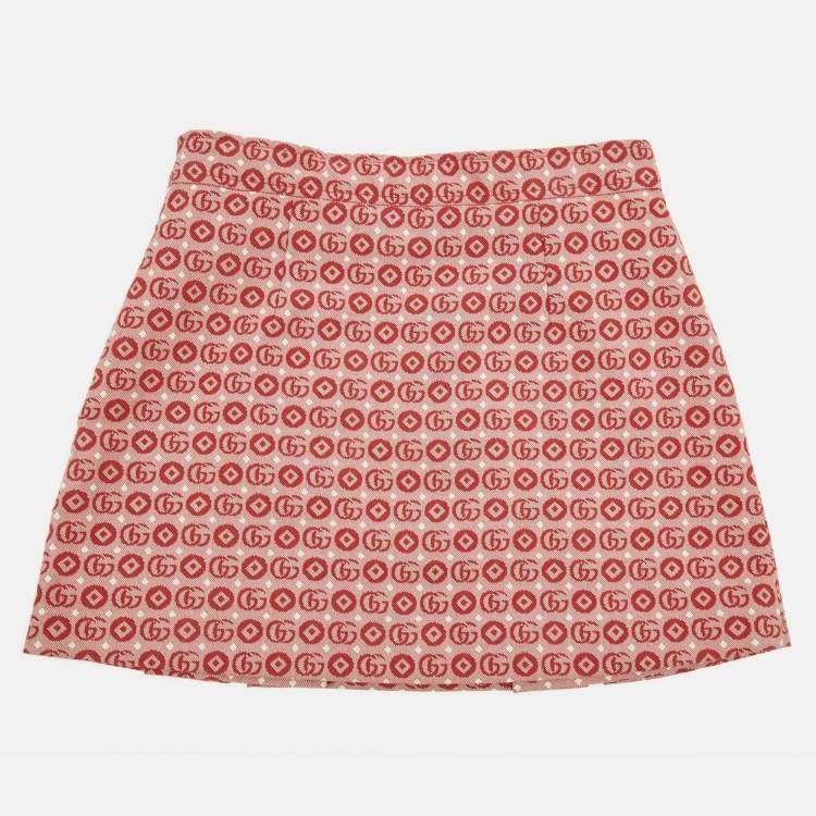 مملوكة مسبقًا Gucci Kids Red Logo Jacquard Mini Skirt 8 Yrs