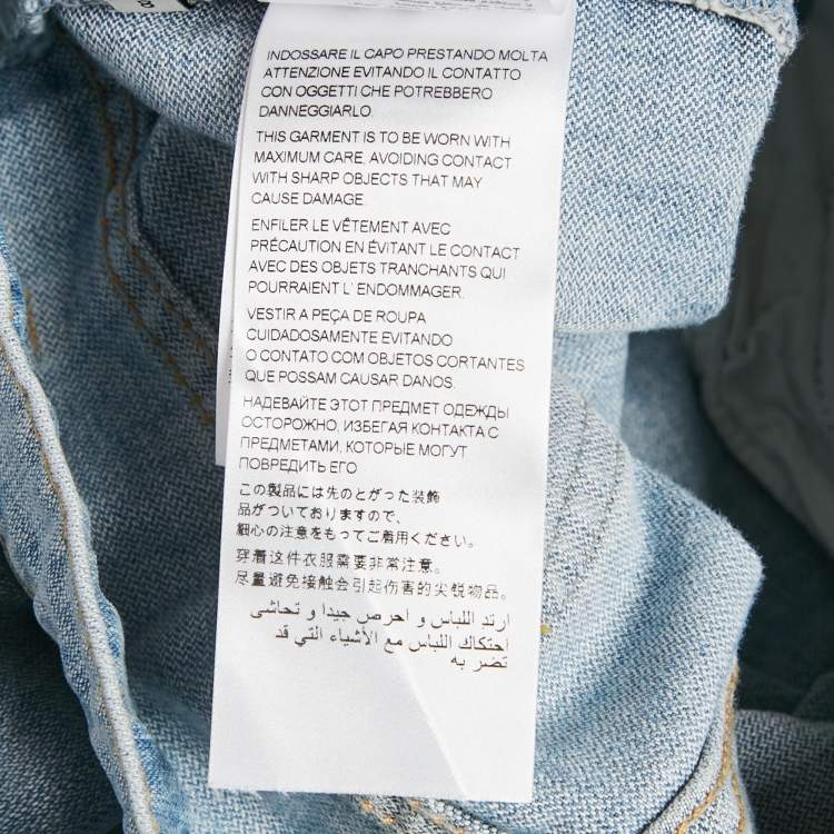 Pre Owned Gucci Blue Butterfly Embroidered Denim Jeans 8Yrs/Waist 23"