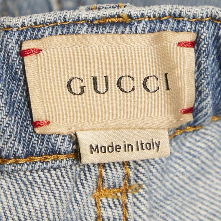 Pre Owned Gucci Kids Blue Denim Regular Fit Jeans 8Yrs/Waist 24"