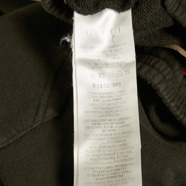 Pre Owned Gucci Kids Green Web Trim Cotton Sweatshirt and Sweatpants 8Yrs