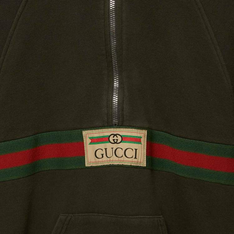 Pre Owned Gucci Kids Green Web Trim Cotton Sweatshirt and Sweatpants 8Yrs