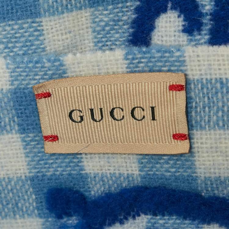 مملوكة مسبقًا Gucci Blue GG Checks Wool Blanket 