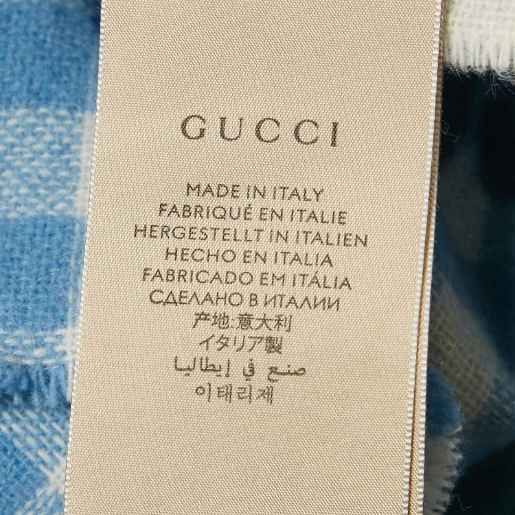 مملوكة مسبقًا Gucci Blue GG Checks Wool Blanket 
