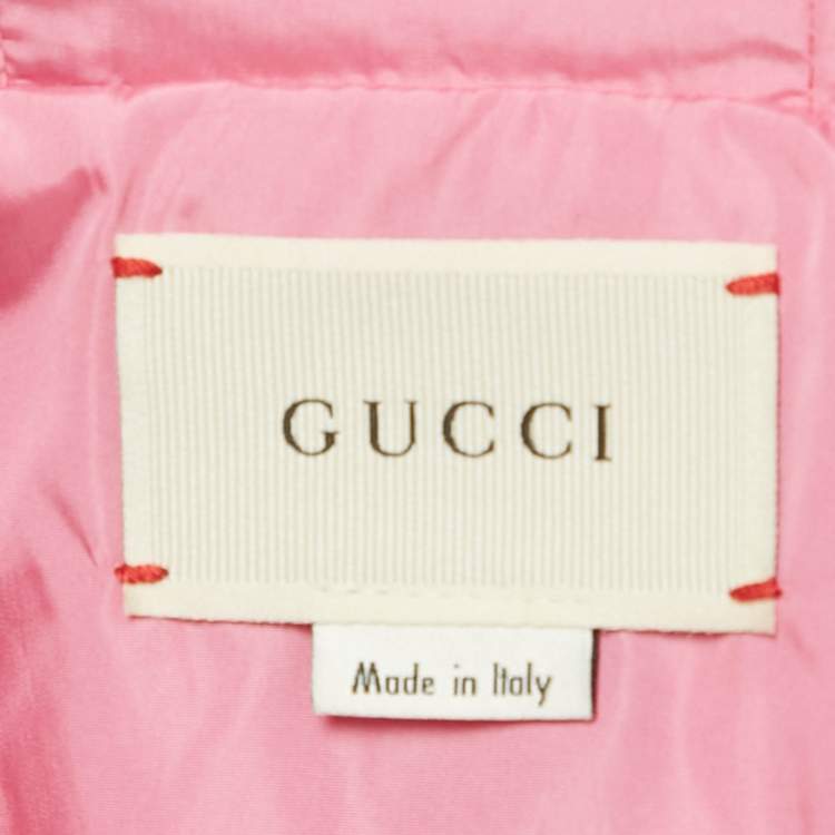 Pre Owned Gucci Kids Pink GG Print Nylon Wed Trim Jacket 8Yrs