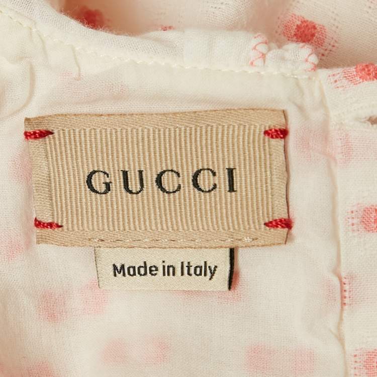 Pre Owned Gucci Kids White Jacquard Cotton Dress 18/24M