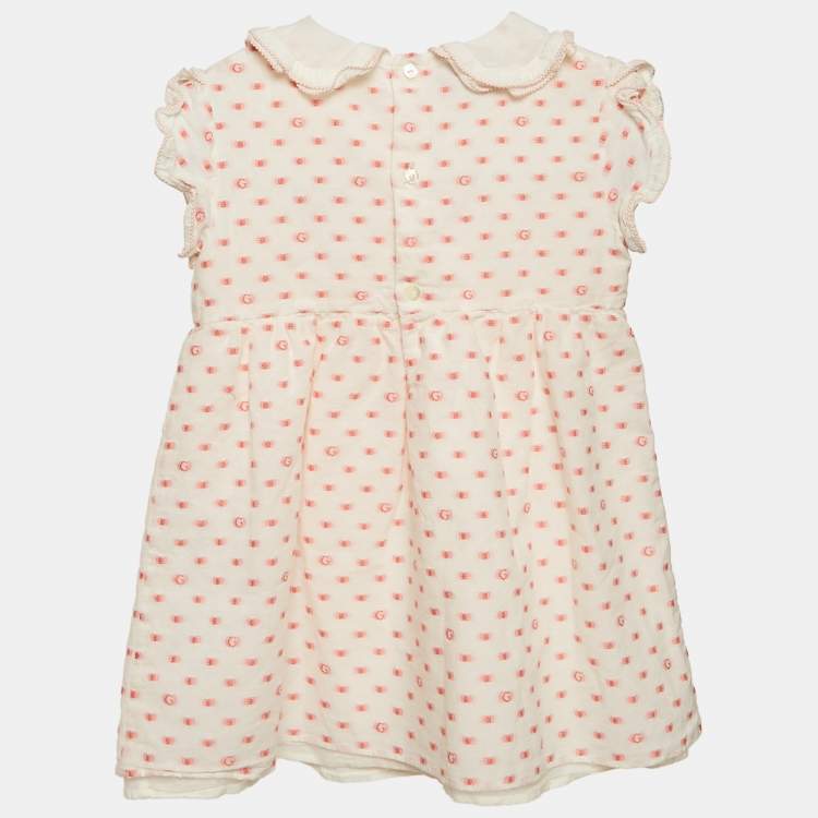 Pre Owned Gucci Kids White Jacquard Cotton Dress 18/24M