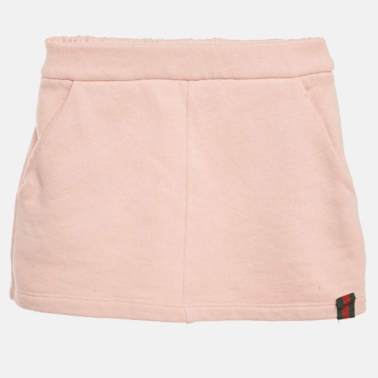 Pre Owned Gucci Kids Pink Web Trim Cotton Mini Skirt 4Yrs 