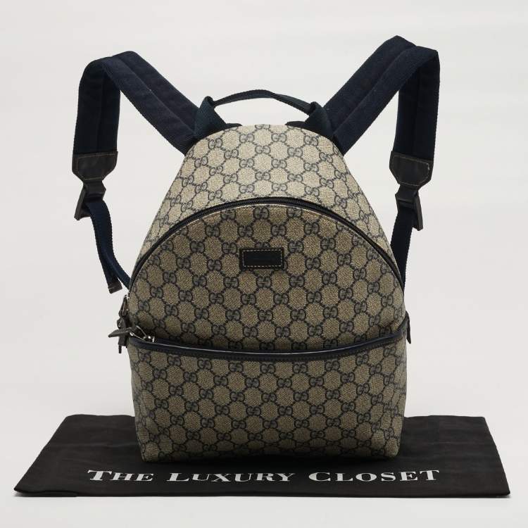 Pre Owned حقيبة ظهر غوتشي من قماش GG سوبرم ب لون كحلي/بيج