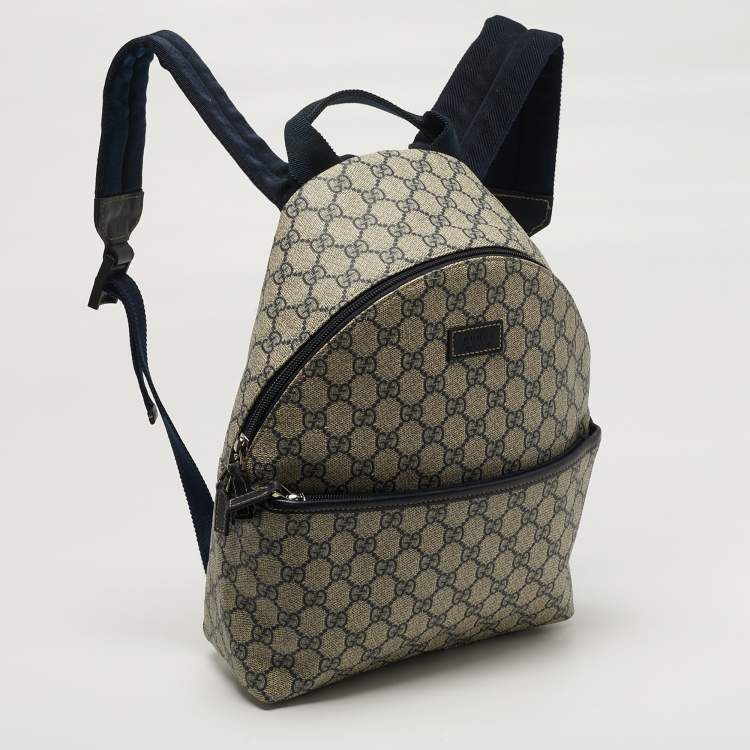 Pre Owned حقيبة ظهر غوتشي من قماش GG سوبرم ب لون كحلي/بيج