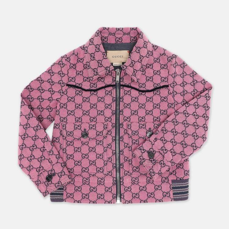 Pre Owned Gucci Pink GG Jacquard Bomber Jacket 4 Years