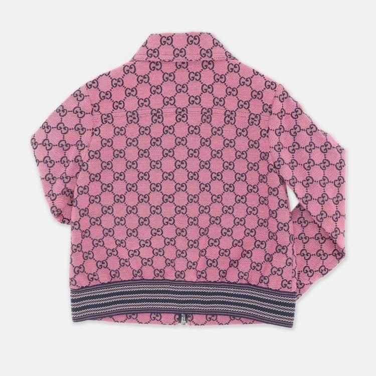 Pre Owned Gucci Pink GG Jacquard Bomber Jacket 4 Years