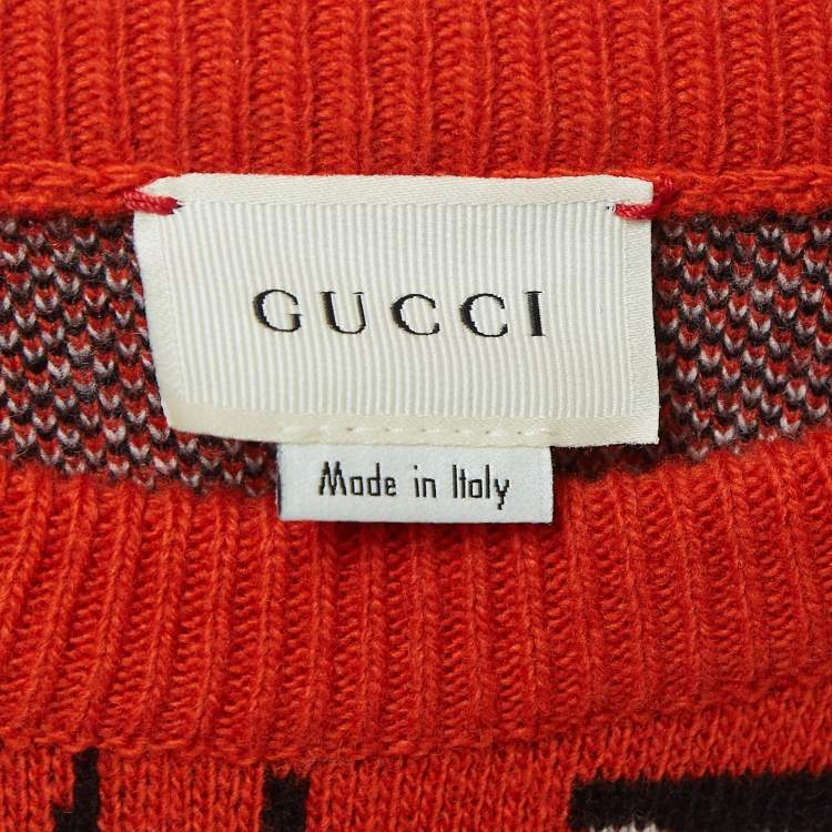 Pre Owned Gucci Orange Tiger Intarsia Wool Sweater (10 Yrs)