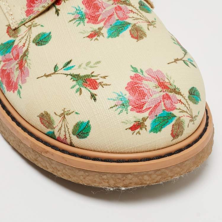 Pre Owned Gucci Multicolor Rose Print Supreme Canvas Ankle Boots Size 33