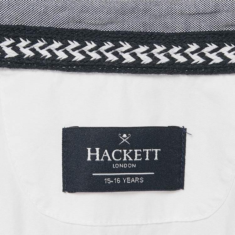 Pre Owned Hackett White Cotton Full Sleeve Button Front Shirt 15-16 Yrs