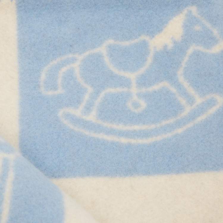 Pre Owned Hermès Blue Wool & Cashmere Adada Avalon Baby Blanket