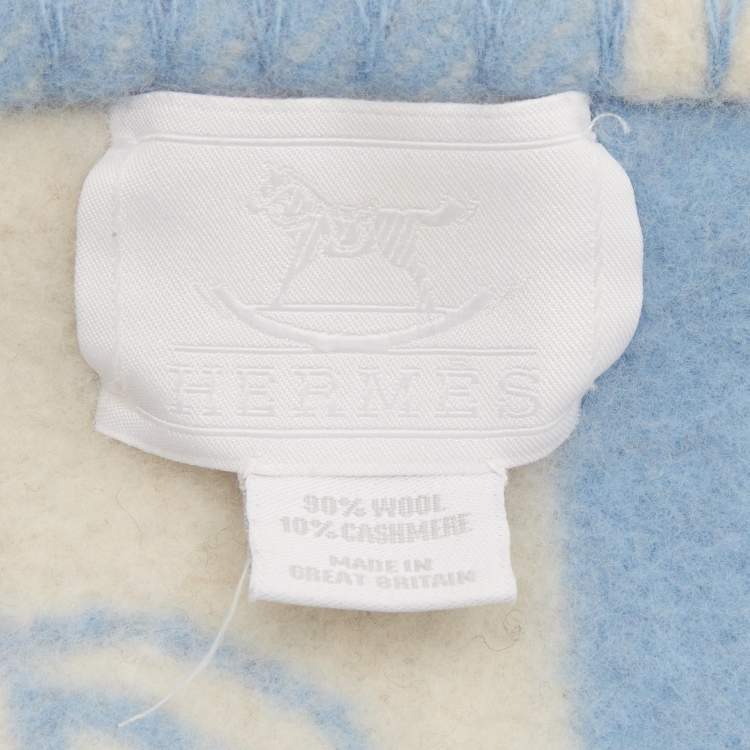Pre Owned Hermès Blue Wool & Cashmere Adada Avalon Baby Blanket
