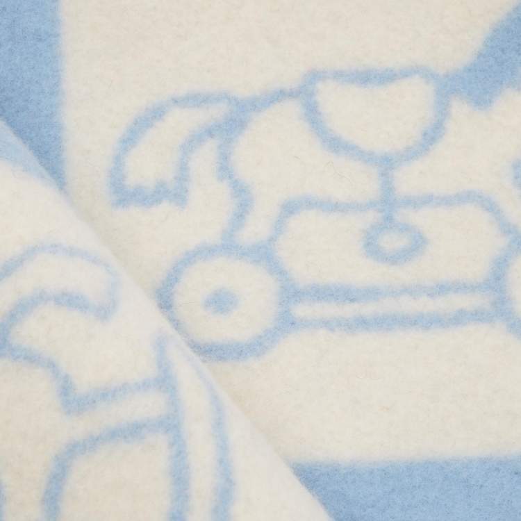 Pre Owned Hermès Blue Wool & Cashmere Adada Avalon Baby Blanket