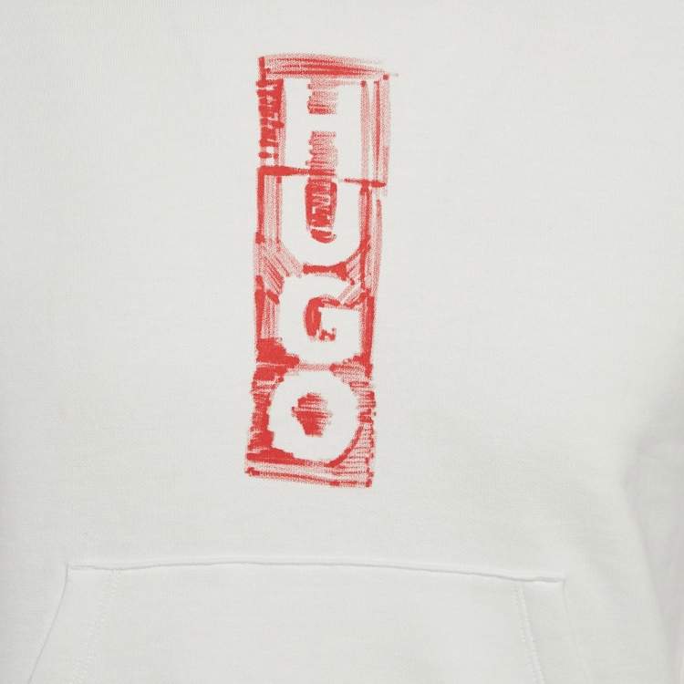Pre Owned Hugo Boss Kids White Printed Cotton Hoodie 12 Yrs 