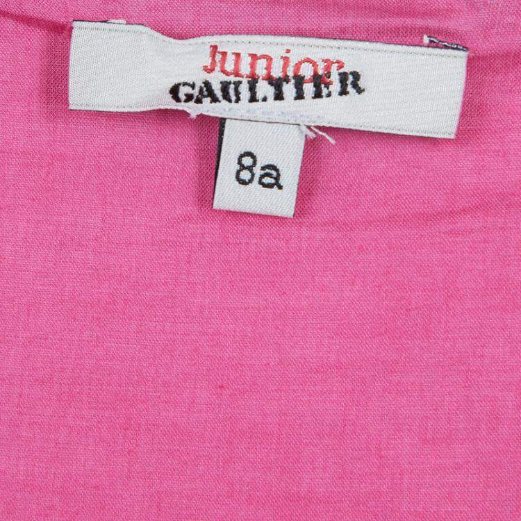 Pre Owned Gaultier Junior Pink Tiered Sleeveless Cotton Dress 8 Yrs