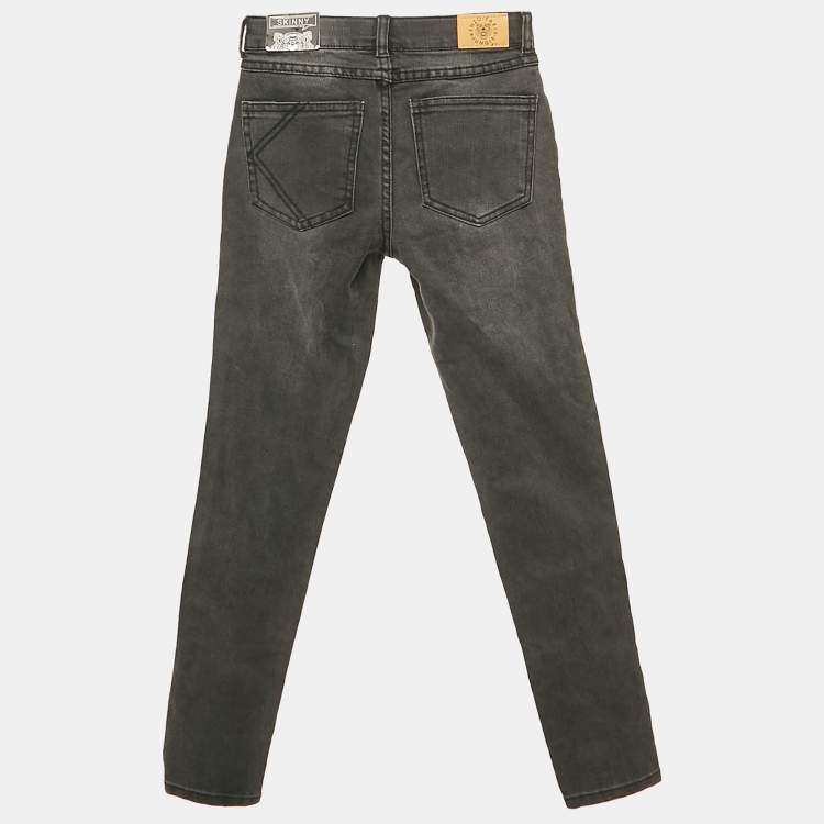 Pre Owned Kenzo Kids Grey Denim Skinny Jeans 10 Yrs Waist 22"