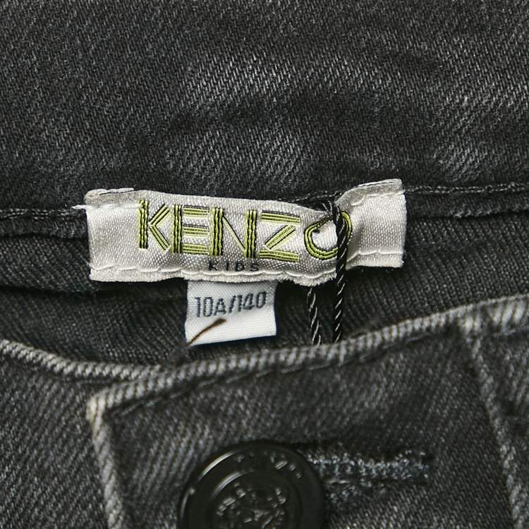 Pre Owned Kenzo Kids Grey Denim Skinny Jeans 10 Yrs Waist 22"