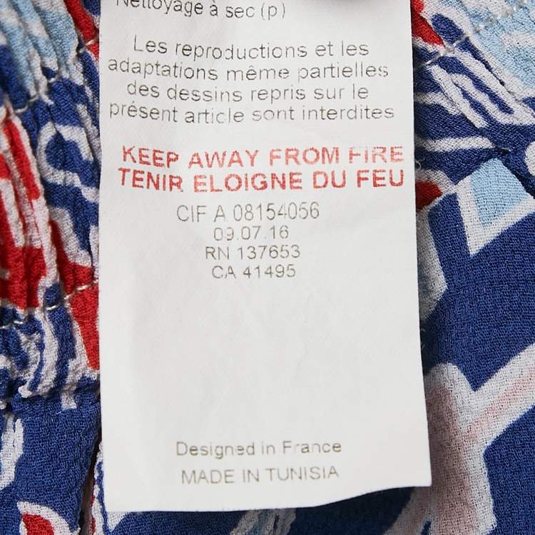 Pre Owned Kenzo Kids Blue/Red Printed Crepe Track Pants 8 Yrs 