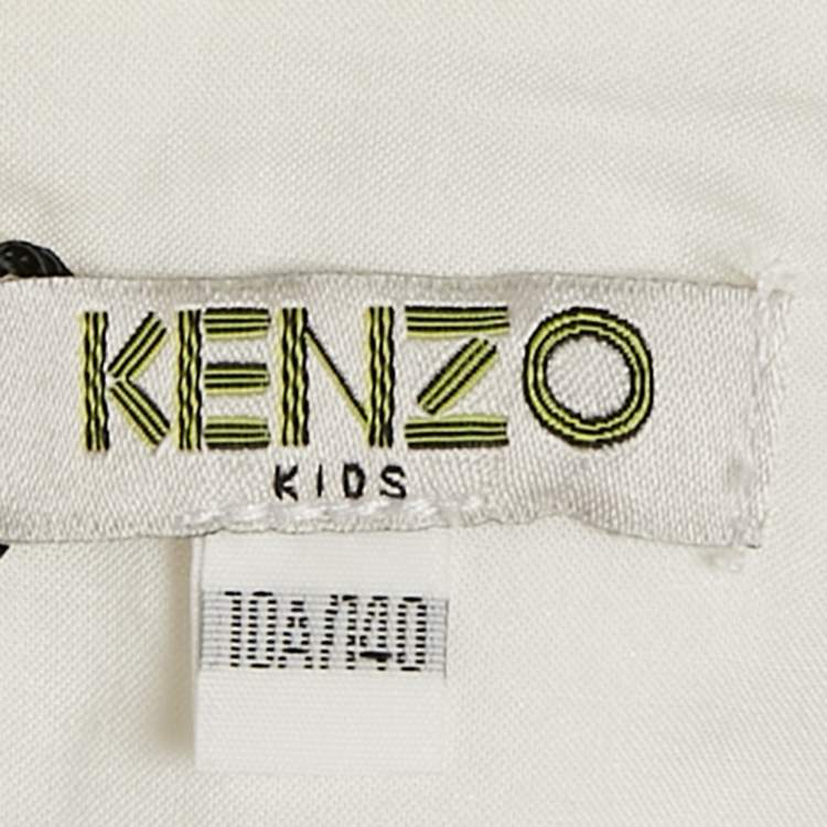 Pre Owned Kenzo White Lurex Jacquard Flounce Dress 10 Yrs