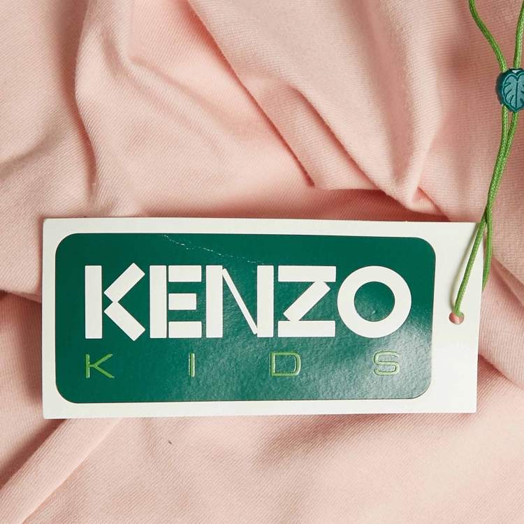 Pre Owned Kenzo Kids Pink Logo Print Cotton Knit Leggings 12 Yrs