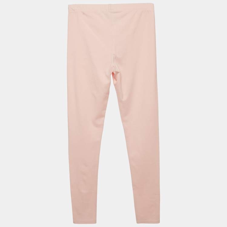 Pre Owned Kenzo Kids Pink Logo Print Cotton Knit Leggings 12 Yrs
