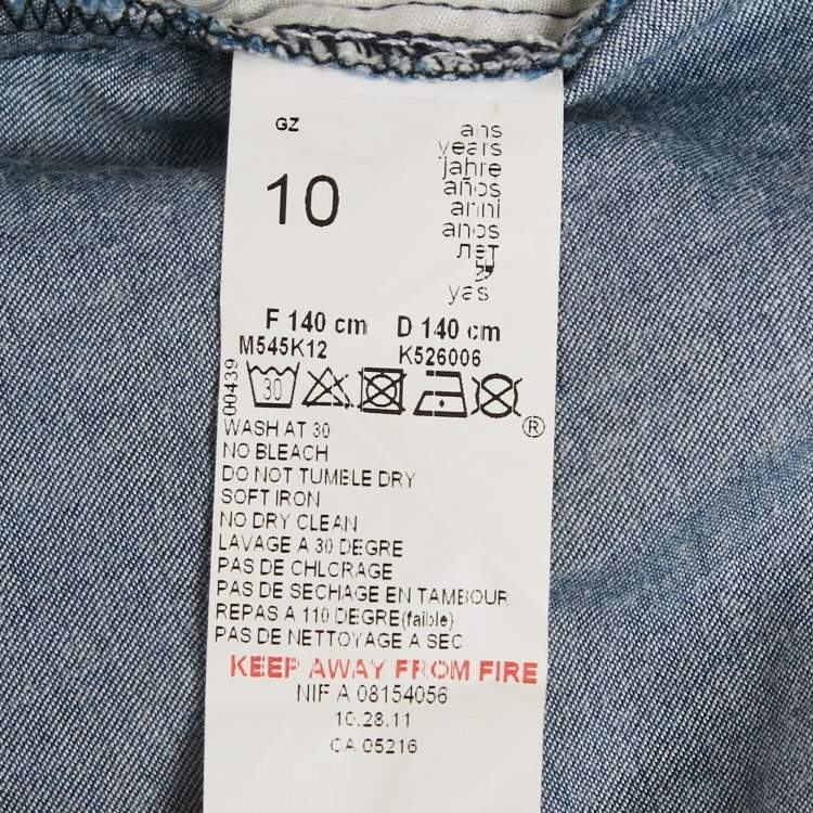 Pre Owned Kenzo Blue Floral Embroidered Denim Shorts 10 Yrs