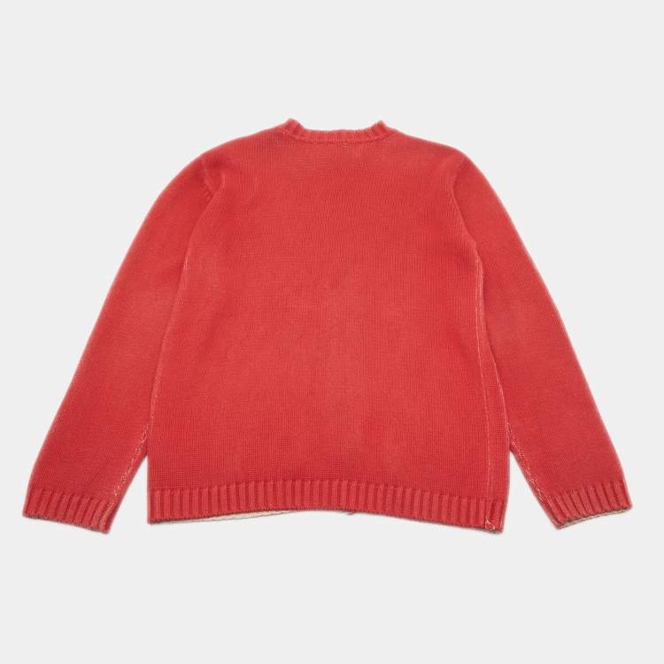 Pre Owned Kenzo Burgundy Logo Printed Cotton Knit Cardigan 12 Years