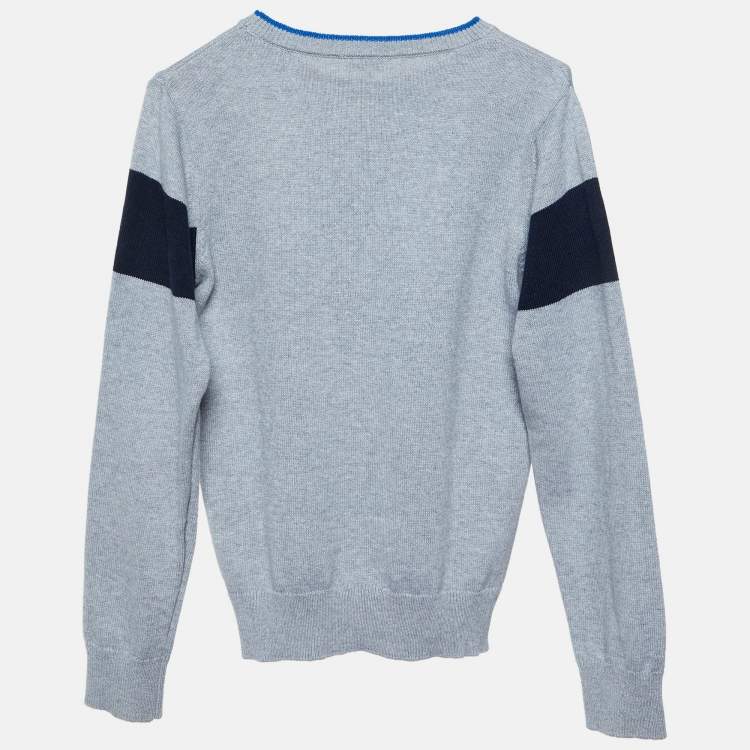 Pre Owned Kenzo Grey Logo Embroidered Cotton Full Sleeve Sweater 12 Yrs