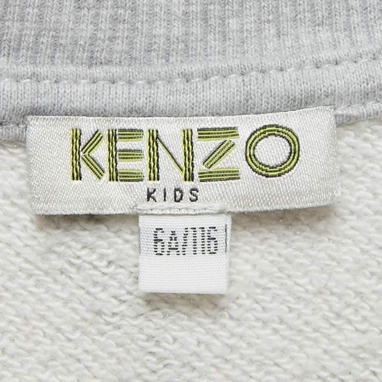 Pre Owned Kenzo Kids Grey Printed Cotton Knit Sweatshirt 6Yrs 