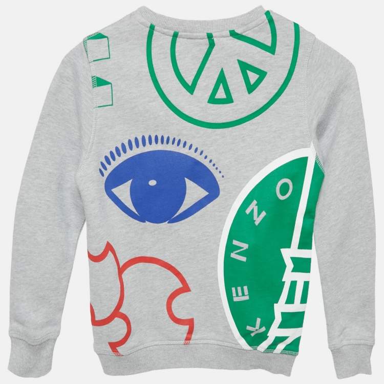 Pre Owned Kenzo Kids Grey Printed Cotton Knit Sweatshirt 6Yrs 