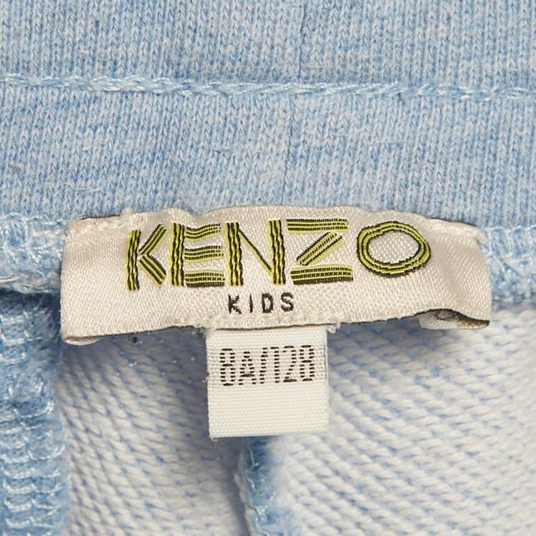 Pre Owned Kenzo Blue Cotton Logo Applique Drawstring Shorts 8Yrs