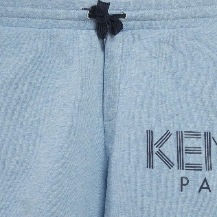 Pre Owned Kenzo Blue Cotton Logo Applique Drawstring Shorts 8Yrs