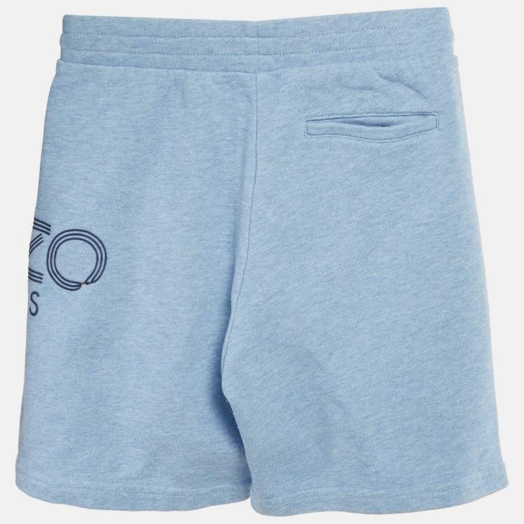 Pre Owned Kenzo Blue Cotton Logo Applique Drawstring Shorts 8Yrs