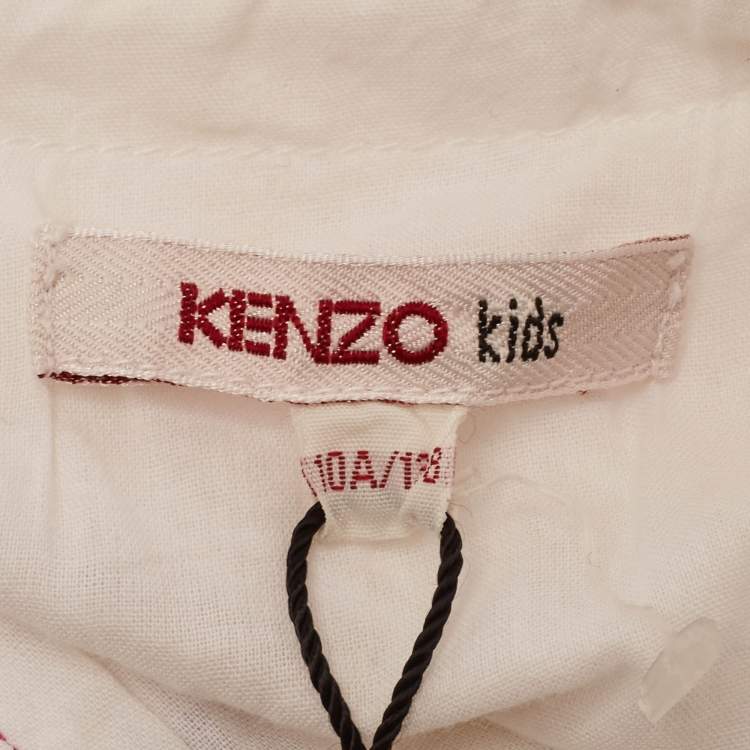 Pre Owned Kenzo White Embroidered Cotton Sleeveless Top 10 Yrs