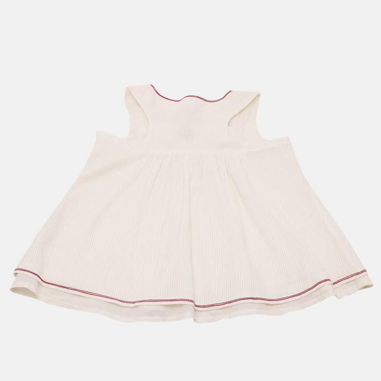 Pre Owned Kenzo White Embroidered Cotton Sleeveless Top 10 Yrs