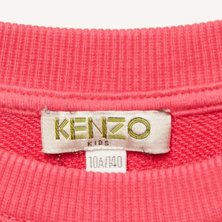Pre Owned Kenzo Pink Eye Logo Embroidered Cotton Knit Sweatshirt 10 Yrs