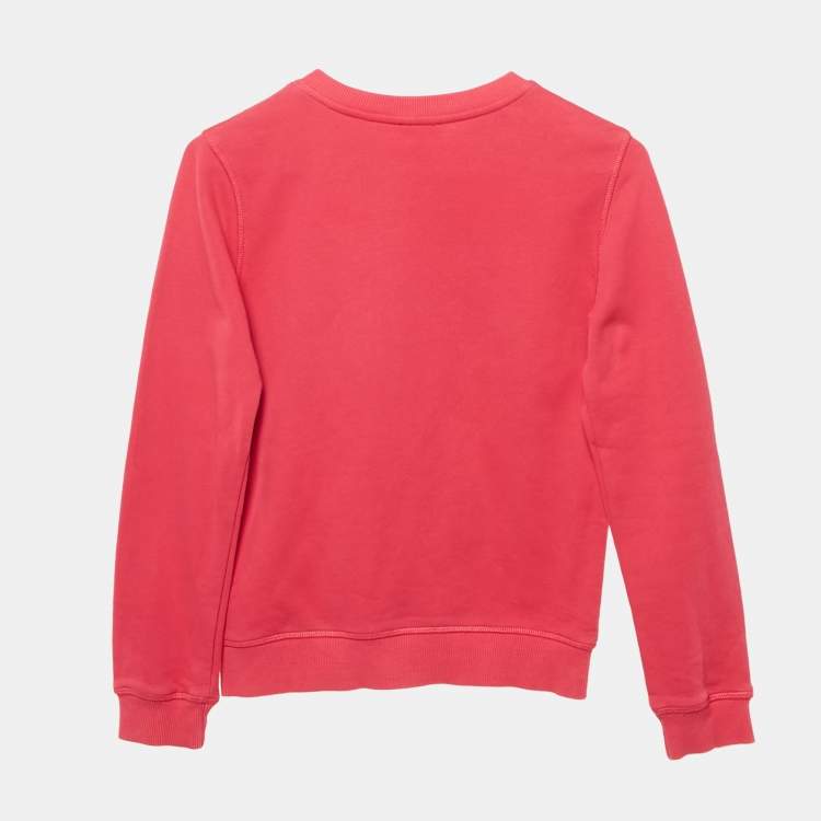 Pre Owned Kenzo Pink Eye Logo Embroidered Cotton Knit Sweatshirt 10 Yrs