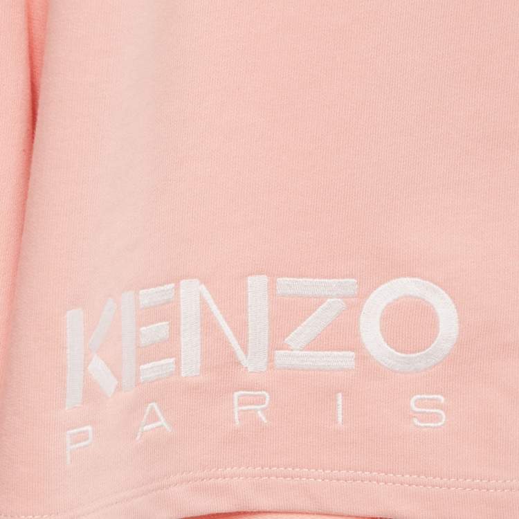 Pre Owned Kenzo Pink Logo Embroidered Cotton Knit Shorts 12 Yrs