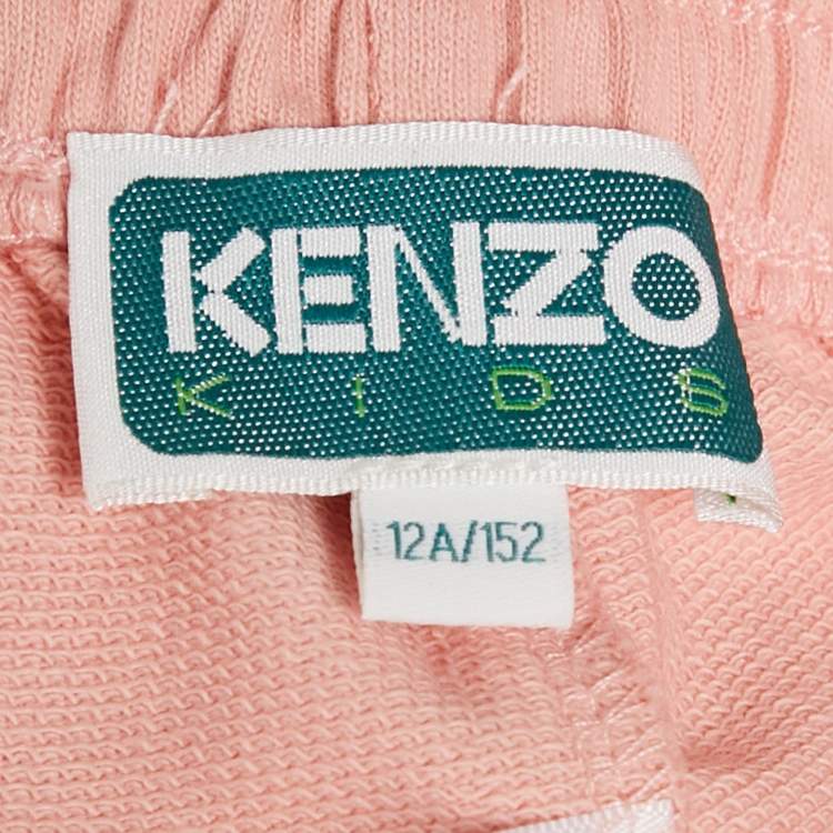 Pre Owned Kenzo Pink Logo Embroidered Cotton Knit Shorts 12 Yrs