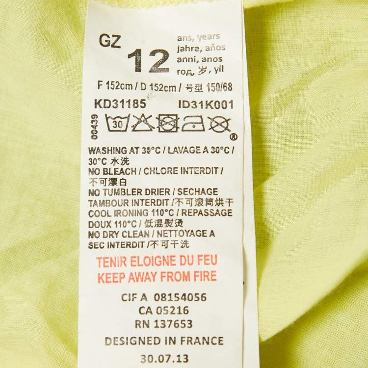 Pre Owned Kenzo Blue/Yellow Broderie Anglaise Cotton Dress 12 Yrs