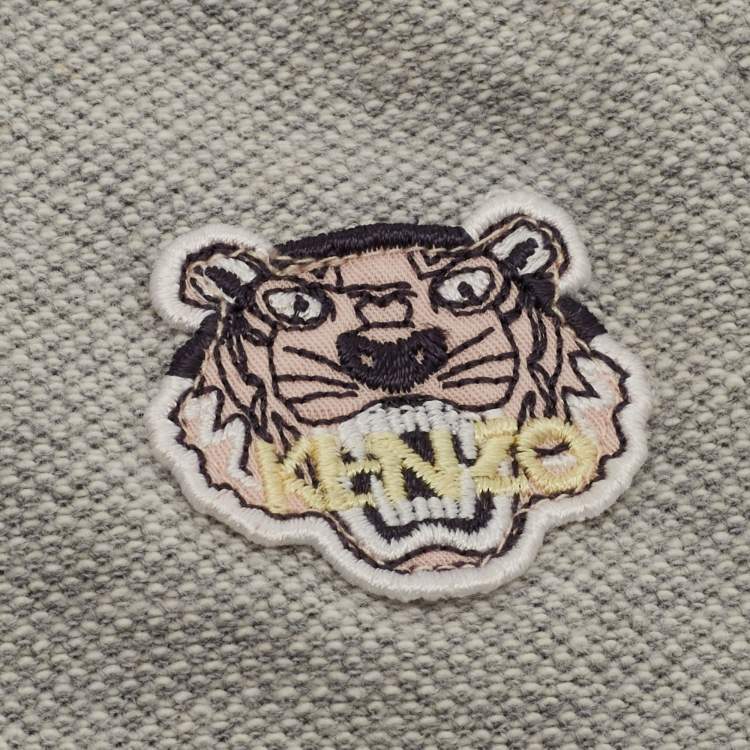 Pre Owned Kenzo Kids Grey Logo Applique Cotton Joggers 4Yrs