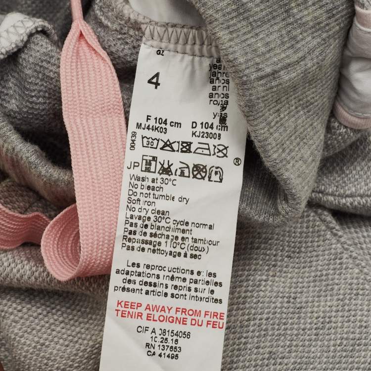 Pre Owned Kenzo Kids Grey Logo Applique Cotton Joggers 4Yrs