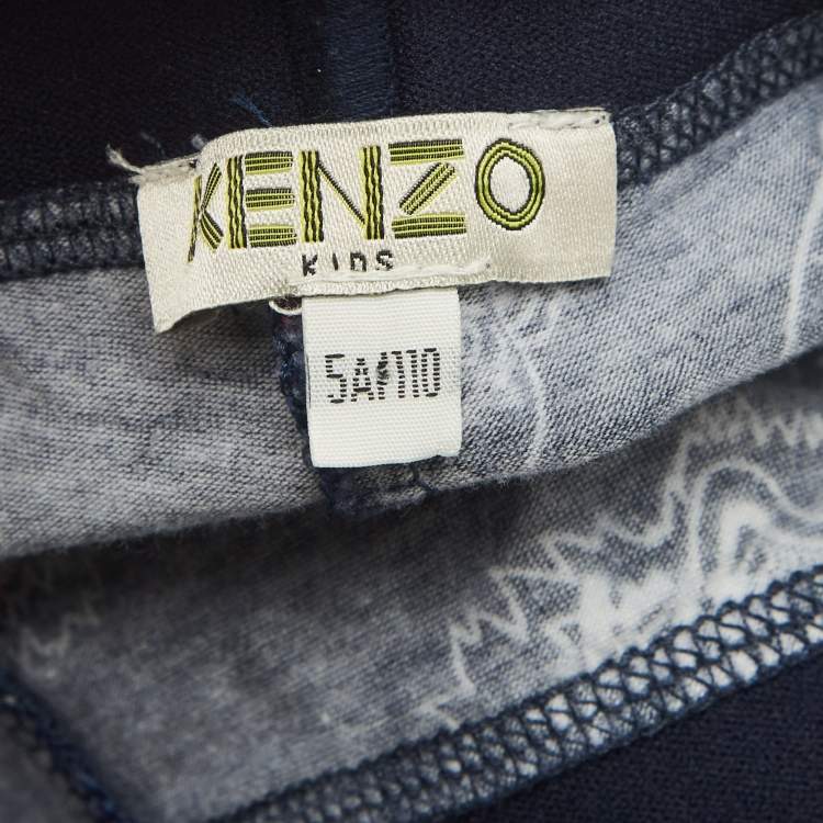 Pre Owned Kenzo Kids Blue Logo Print Jersey Leggings 5Yrs
