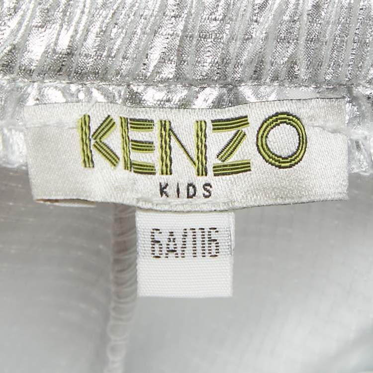 Pre Owned Kenzo Kids Metallic Coated Synthetic Drawstring Shorts 6Yrs