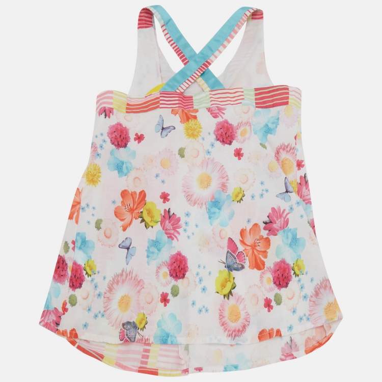 Pre Owned Kenzo Kids Multicolor Floral Print Cotton Dress 12Yrs