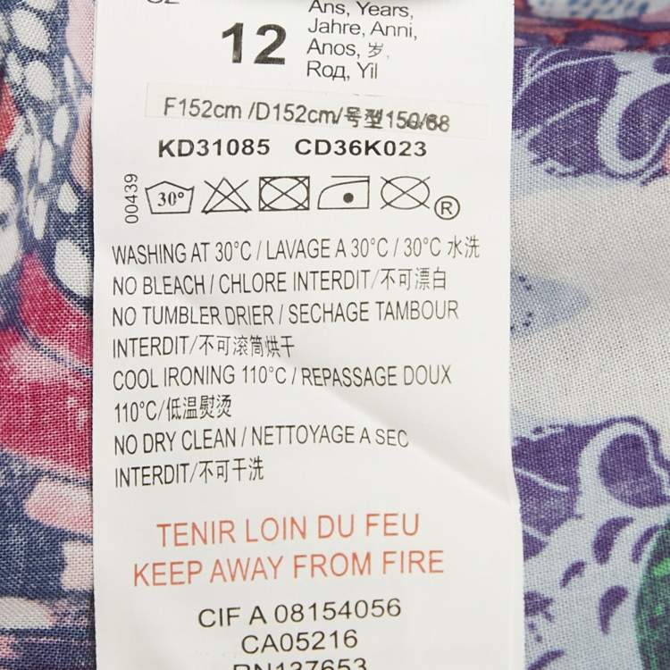 Pre Owned Kenzo Kids Multicolor Floral Print Cotton Dress 12Yrs